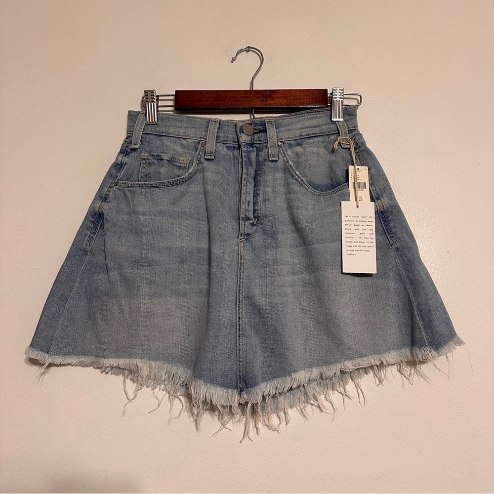Anthro McGuire Frayed Denim Mini Skirt Size 25 NWT